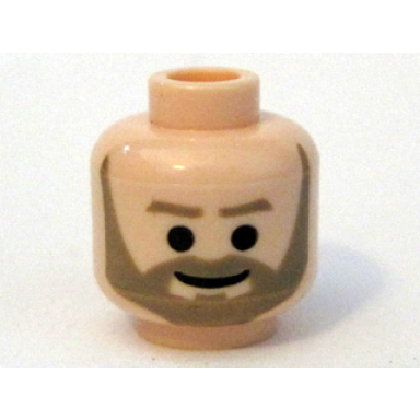 light nougat minifigure head beard with dark tan trim beard angular below mouth and eyebrows black eyes and smile pattern crix madine