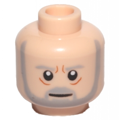 light nougat minifigure head light bluish gray eyebrows moustache and full beard dark orange wrinkles furrowed brow neutral pattern