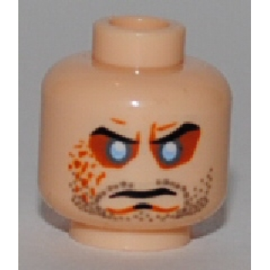 light nougat minifigure head beard stubble cleft chin evil eyes arched eyebrows pattern