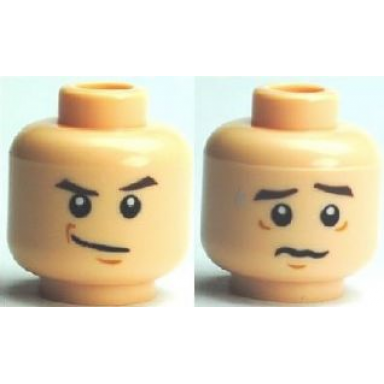 light nougat minifigure head dual sided hp draco smirking troubled pattern