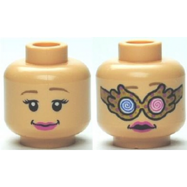 light nougat minifigure head dual sided female dark pink lips spectrespecs no spectrespecs pattern hp luna