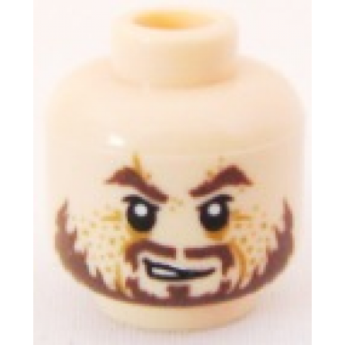 light nougat minifigure head potc hector barbossa ragged brown beard pattern