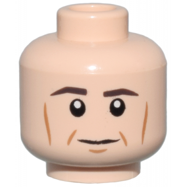 light nougat minifigure head dark brown eyebrows medium nougat cheek lines dimples and chin dimple neutral pattern