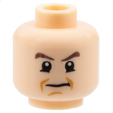 light nougat minifigure head male dark brown eyebrows frown pattern hp gregory goyle