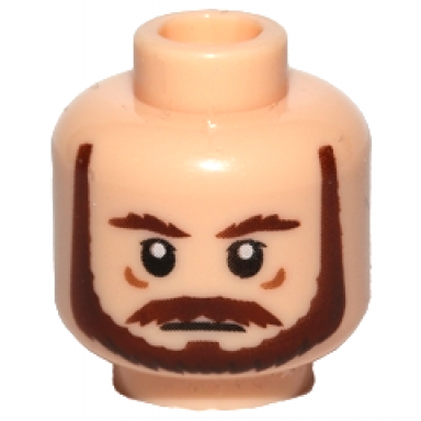 light nougat minifigure head reddish brown bushy eyebrows moustache and beard upper eyelids medium nougat wrinkles neutral pattern