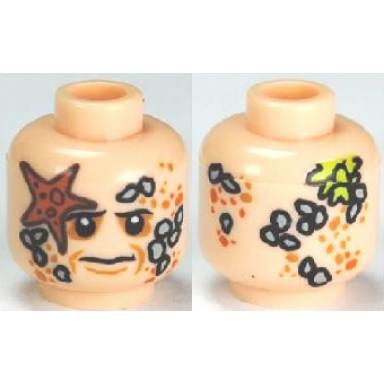 light nougat minifigure head potc bootstrap bill barnacles and starfish pattern