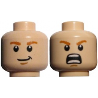 light nougat minifigure head dual sided lotr merry smirking shouting pattern
