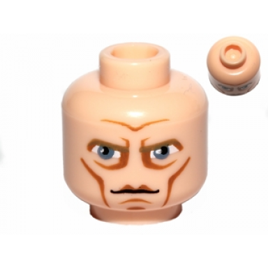 light nougat minifigure head male large blue eyes cheek lines and high brow pattern sw clone wars pre vizsla
