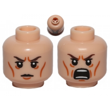 light nougat minifigure head dual sided lotr elrond calm battle rage pattern