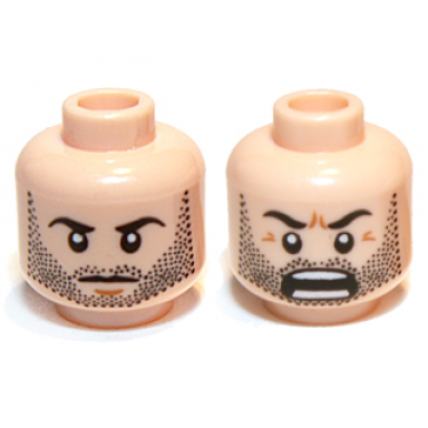 light nougat minifigure head dual sided lotr beard stubble calm battle rage pattern kili
