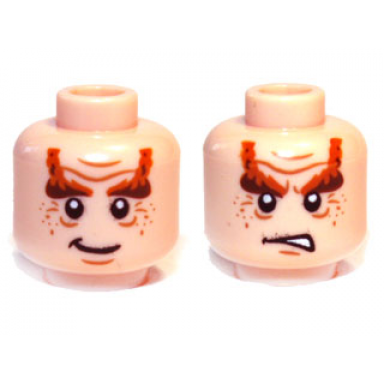 light nougat minifigure head dual sided lotr braided eyebrows and wrinkles happy angry pattern nori