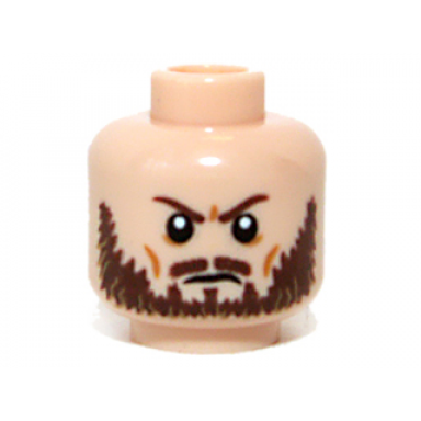 light nougat minifigure head beard brown furrowed brow pattern