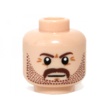 light nougat minifigure head beard stubble moustache brown eyebrows pattern
