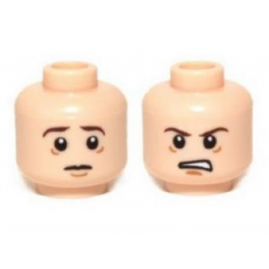 light nougat minifigure head dual sided lotr frodo brown eyebrows worried angry pattern