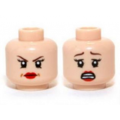 light nougat minifigure head dual sided female red lips determined scared pattern rebecca reid