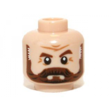 light nougat minifigure head beard full brown with graying temples and wrinkles pattern latham cole