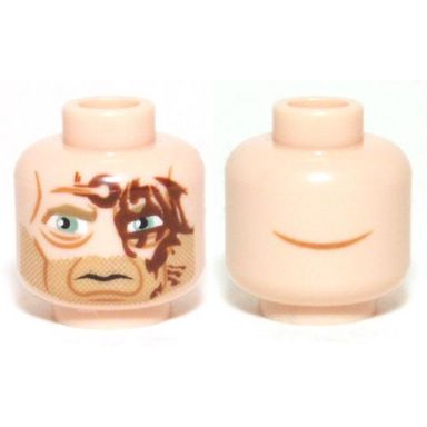 light nougat minifigure head sw blue eyes tribal tattoo stubble and scars pattern obi-wan - rako hardeen