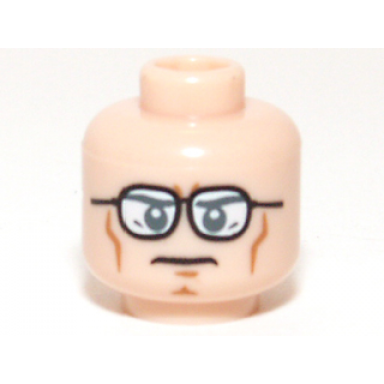 light nougat minifigure head glasses with black frames white lenses and cheek lines pattern clark kent