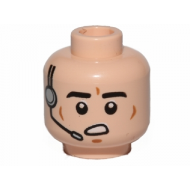 light nougat minifigure head male black eyebrows cheek lines open mouth headset pattern sw imperial gunner