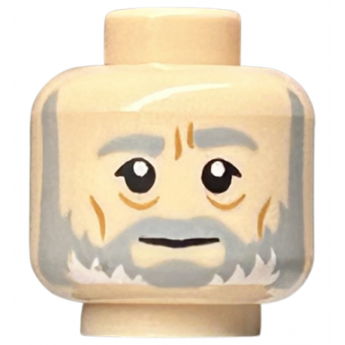 light nougat minifigure head beard with light bluish gray beard and eyebrows furrowed brow medium nougat cheek lines neutral pattern