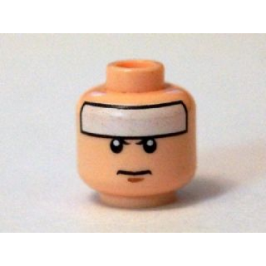 light nougat minifigure head male white strip on forehead and brown chin dimple pattern comic con batman