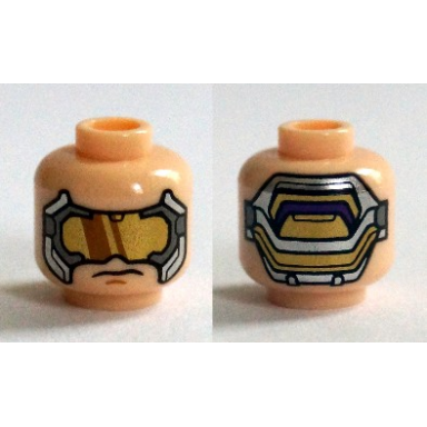 light nougat minifigure head glasses with gold dark bluish gray and silver goggles pattern hydra henchman