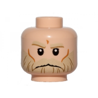 light nougat minifigure head tan eyebrows and beard cheek lines and frown pattern sw rebel trooper