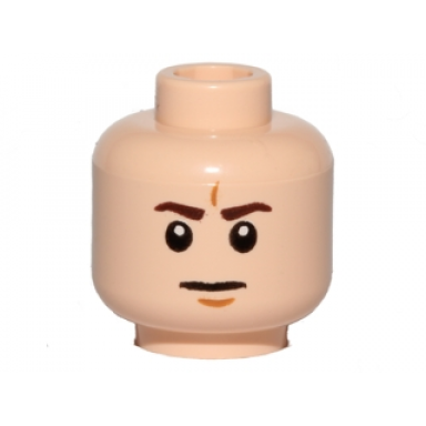 light nougat minifigure head dark brown eyebrows medium nougat chin dimple furrowed brow neutral pattern