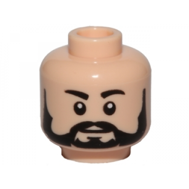 light nougat minifigure head beard black full black eyebrows white pupils pattern