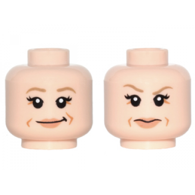 light nougat minifigure head dual sided female dark tan eyebrows nougat lips laugh lines smirk eyebrow raised pattern princess leia