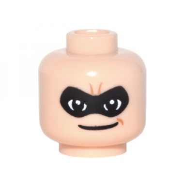 light nougat minifigure head male black eye mask with eye holes and thin smile pattern mr incredible