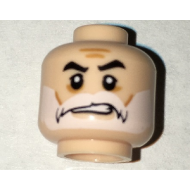 light nougat minifigure head beard white moustache black eyebrows cheek lines sneer pattern captain rex