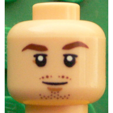 light nougat minifigure head reddish brown eyebrows chin and moustache stubble white pupils pattern mario götze
