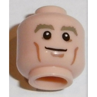 light nougat minifigure head dark tan eyebrows white pupils cheek lines smile pattern manuel neuer