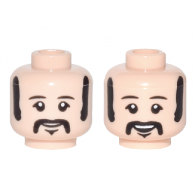 light nougat minifigure head dual sided black eyebrows sideburns moustache neutral smiling pattern ringo