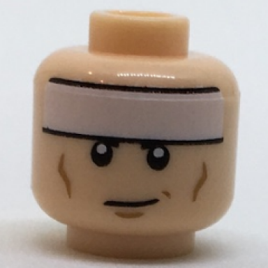 light nougat minifigure head white headband and cheek lines smirk pattern batman