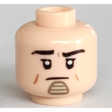 light nougat minifigure head black eyebrows upper eyelids medium nougat cheek lines dark tan chin ornament neutral pattern