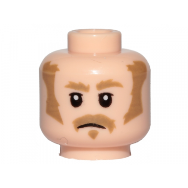 light nougat minifigure head dark tan bushy eyebrows sideburns and moustache pattern