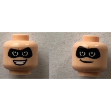 light nougat minifigure head dual sided black mask smirk open smile pattern mr incredible