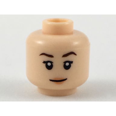 light nougat minifigure head female dark brown eyebrows nougat lips pattern