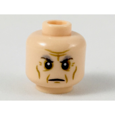 light nougat minifigure head dark and light bluish gray eyebrows dark tan facial lines pattern
