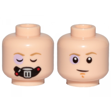 light nougat minifigure head dual sided bacta tank mask sunken eye closed open eyes pattern sw luke