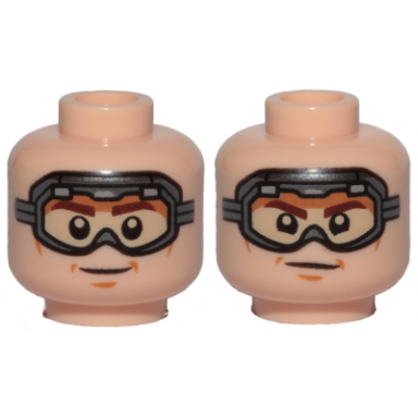 light nougat minifigure head dual sided brown eyebrows cheek lines chin dimple goggles smile determined pattern sw han solo