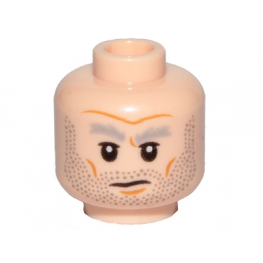 light nougat minifigure head gray bushy eyebrows stubble lines on cheeks pattern griff halloran