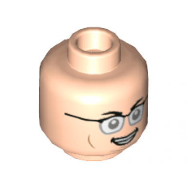 light nougat minifigure head dual sided black and silver glasses dark blue ink splotch pattern