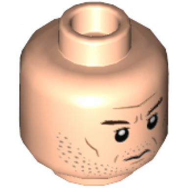 light nougat minifigure head beard stubble reddish brown eyebrows cheek lines pattern