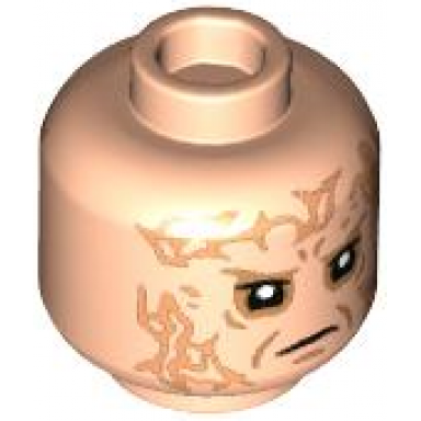 light nougat minifigure head medium nougat sunken eyes nougat wrinkles and scars frown large scar on back pattern sw darth vader