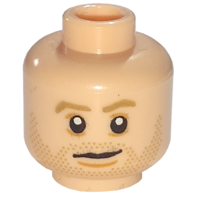 light nougat minifigure head dark tan eyebrows and beard stubble nougat chin dimple neutral pattern