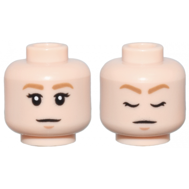 light nougat minifigure head dual sided female medium nougat eyebrows black eyelashes nougat chin dimple neutral sleeping with closed eyes pattern