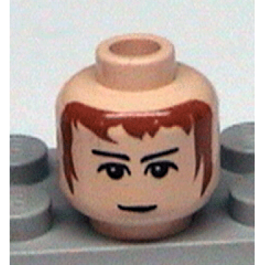 light nougat minifigure head male brown hair eyebrows white pupils pattern hp knight bus driver